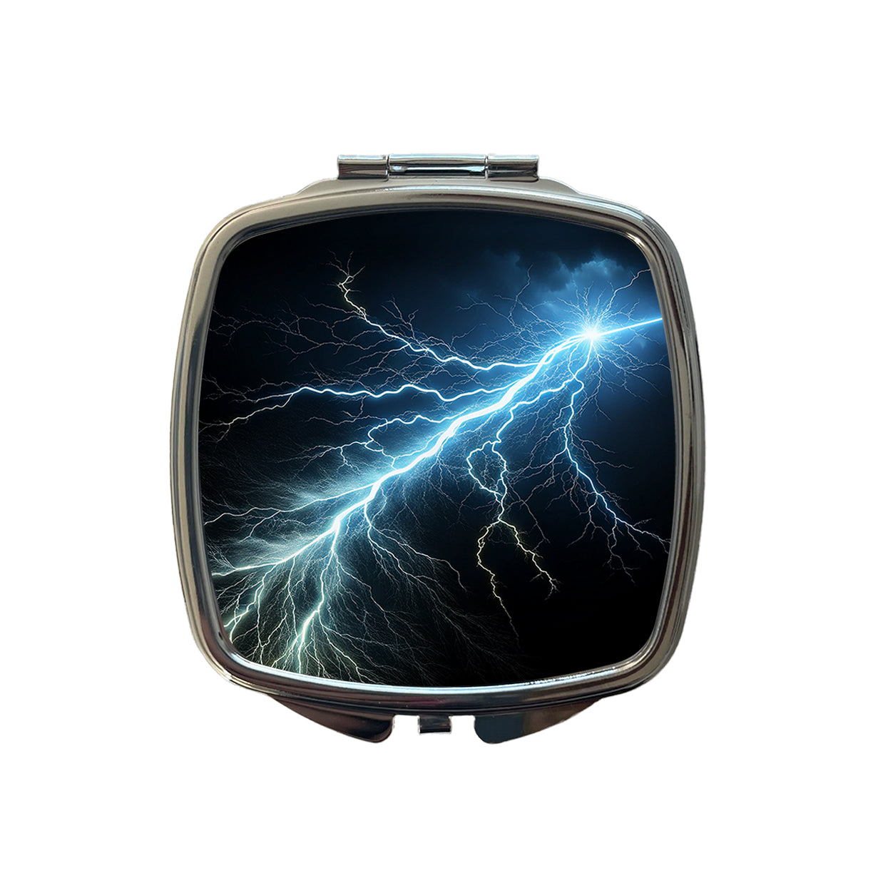 Lightning Bolt Strike at Night Small Travel Purse Handbag Pocket Makeup Compact Mirror