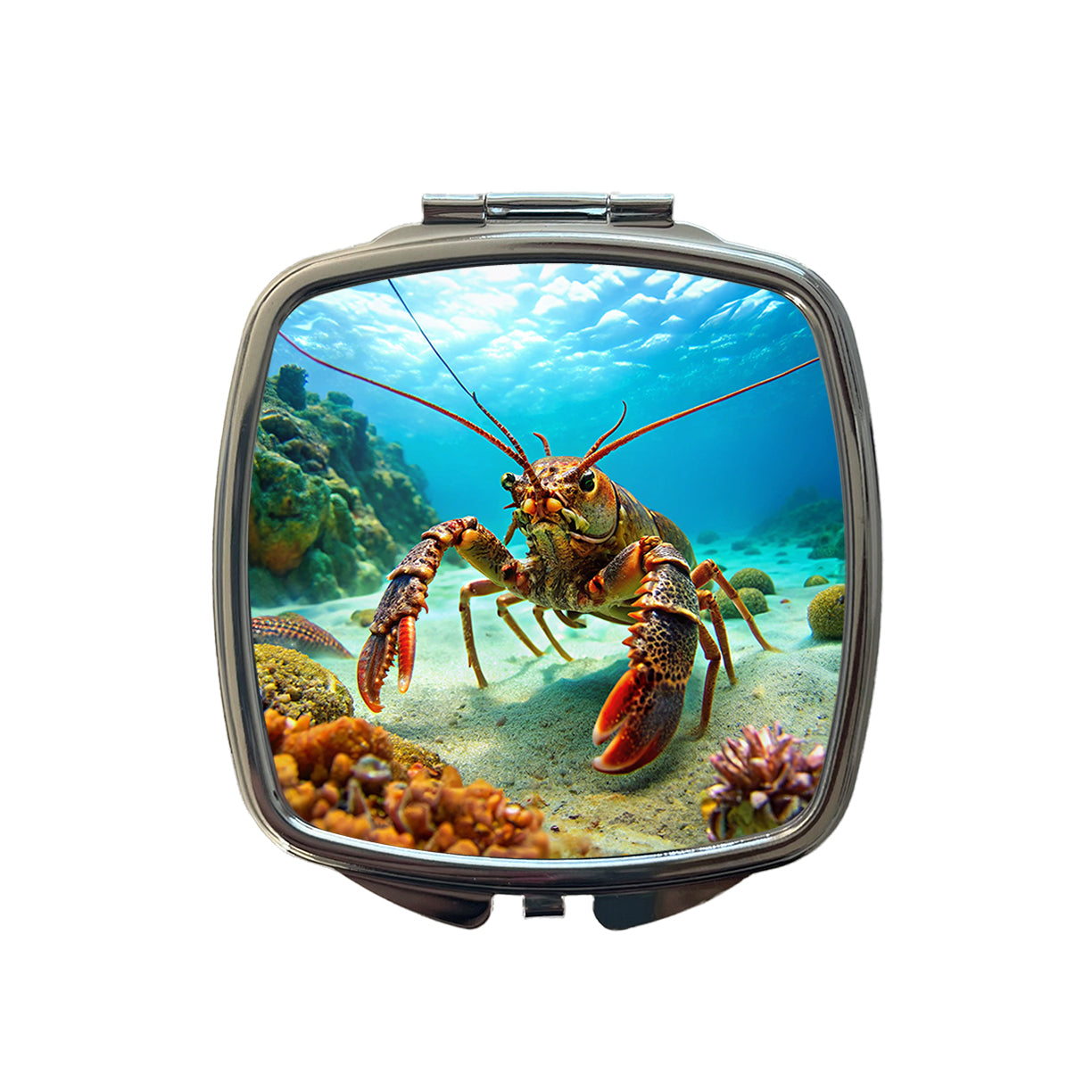 Lobster In The Ocean Small Travel Purse Handbag Pocket Makeup Compact Mirror