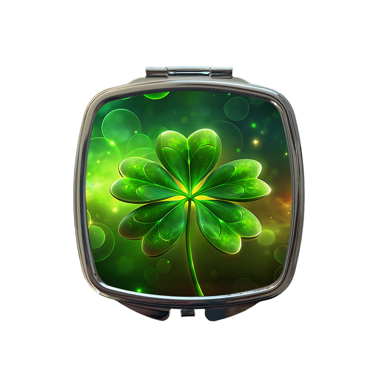 Lucky Irish Five Leaf Clover Small Travel Purse Handbag Pocket Makeup Compact Mirror