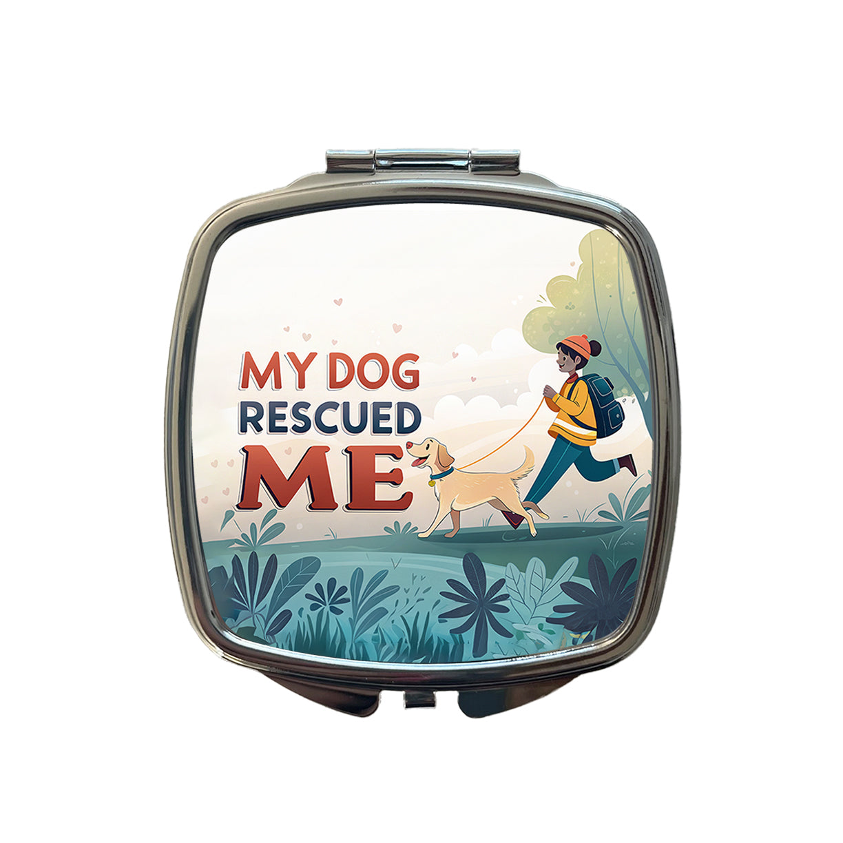 My Dog Rescued Me Pet Adoption Small Travel Purse Handbag Pocket Makeup Compact Mirror