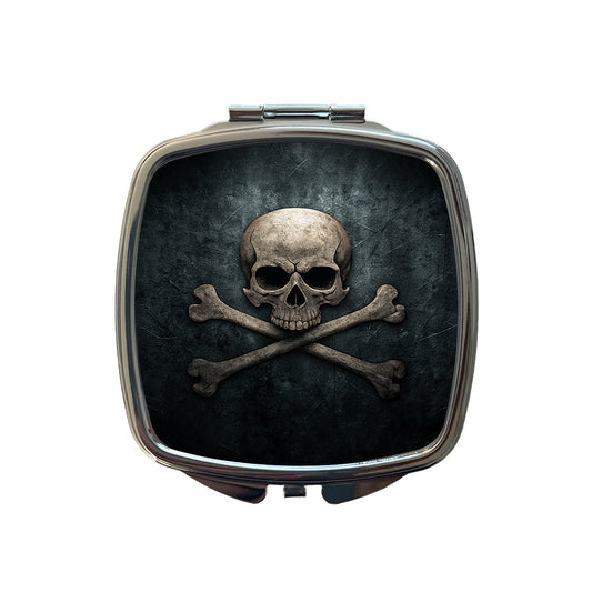 Pirate Skull and Crossbones Dark Rustic Small Travel Purse Handbag Pocket Makeup Compact Mirror