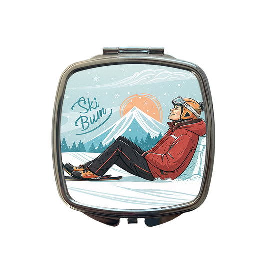 Ski Bum Lounging Small Travel Purse Handbag Pocket Makeup Compact Mirror