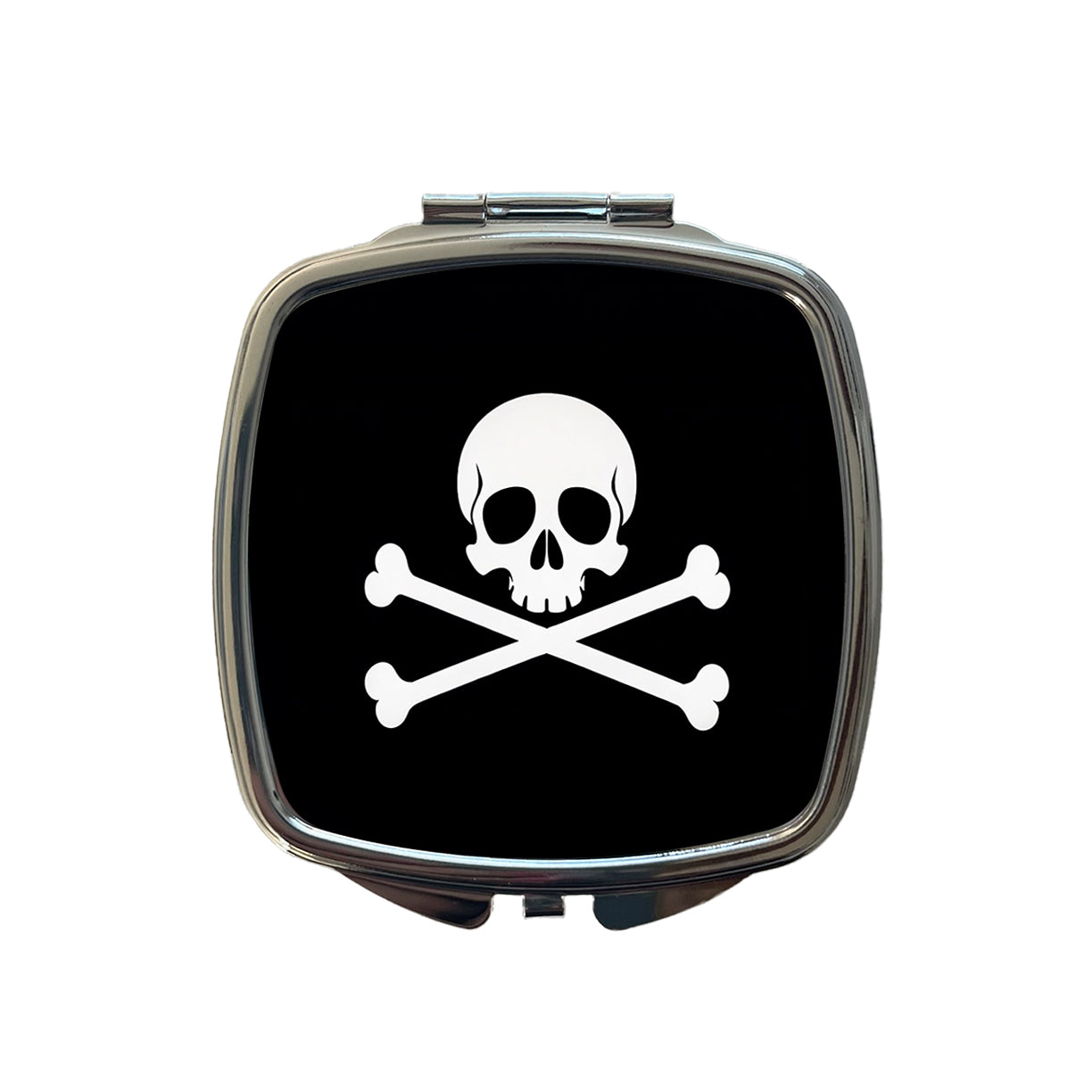 Skull And Crossbones Jolly Roger Pirate Flag Black And White Small Travel Purse Handbag Pocket Makeup Compact Mirror