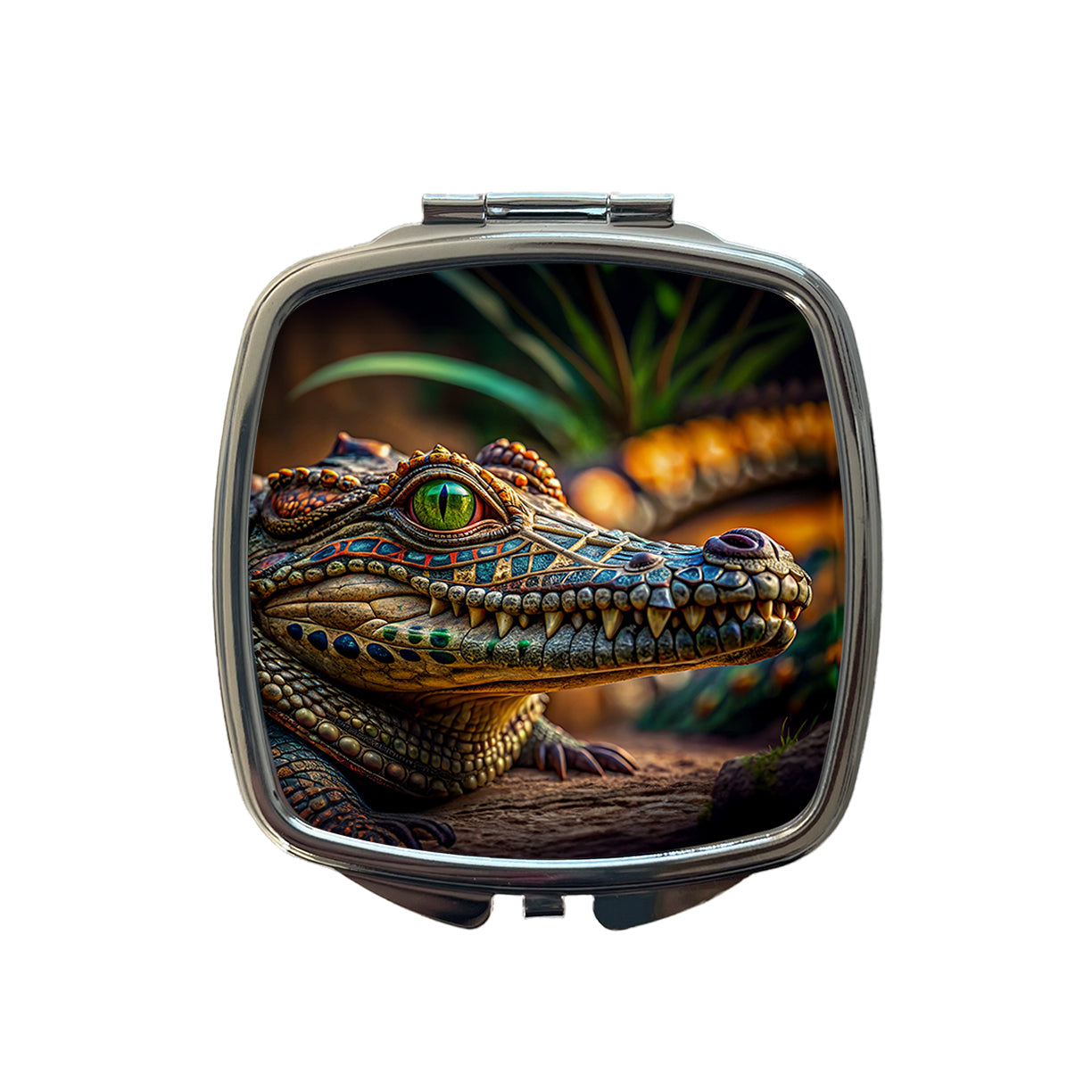 Stylish Colorful Alligator Head Small Travel Purse Handbag Pocket Makeup Compact Mirror