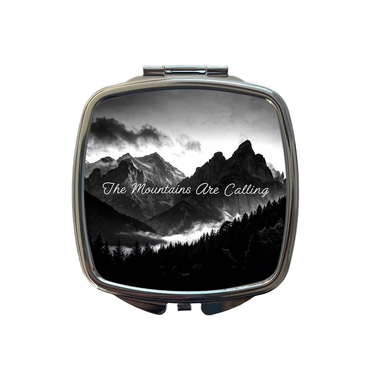 The Mountains Are Calling Adventure Awaits Small Travel Purse Handbag Pocket Makeup Compact Mirror