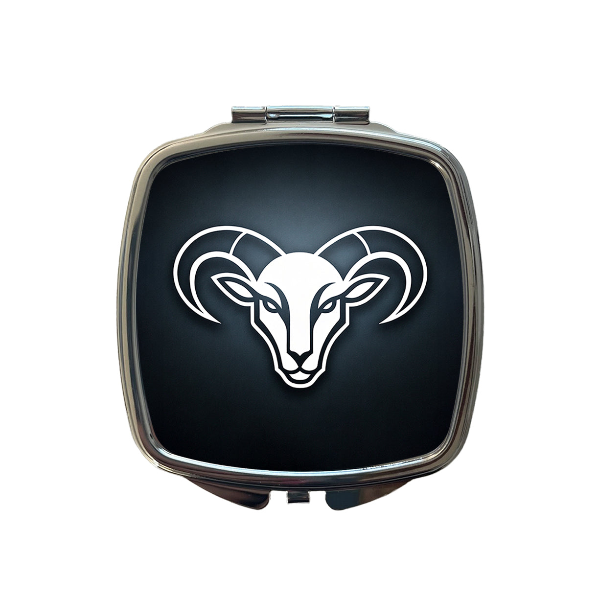 White Ram Head Illustration Outline Small Travel Purse Handbag Pocket Makeup Compact Mirror