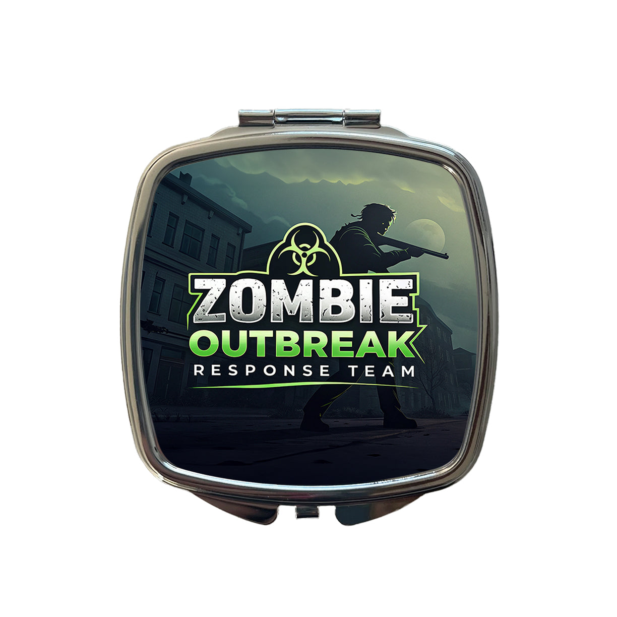 Zombie Outbreak Response Team Biohazard Design Small Travel Purse Handbag Pocket Makeup Compact Mirror