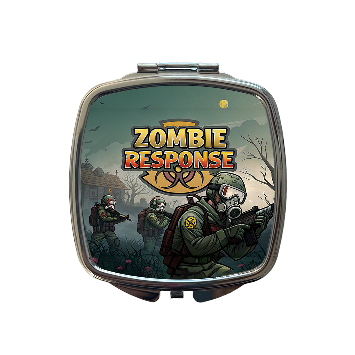 Zombie Response Unit Biohazard Cartoon Small Travel Purse Handbag Pocket Makeup Compact Mirror