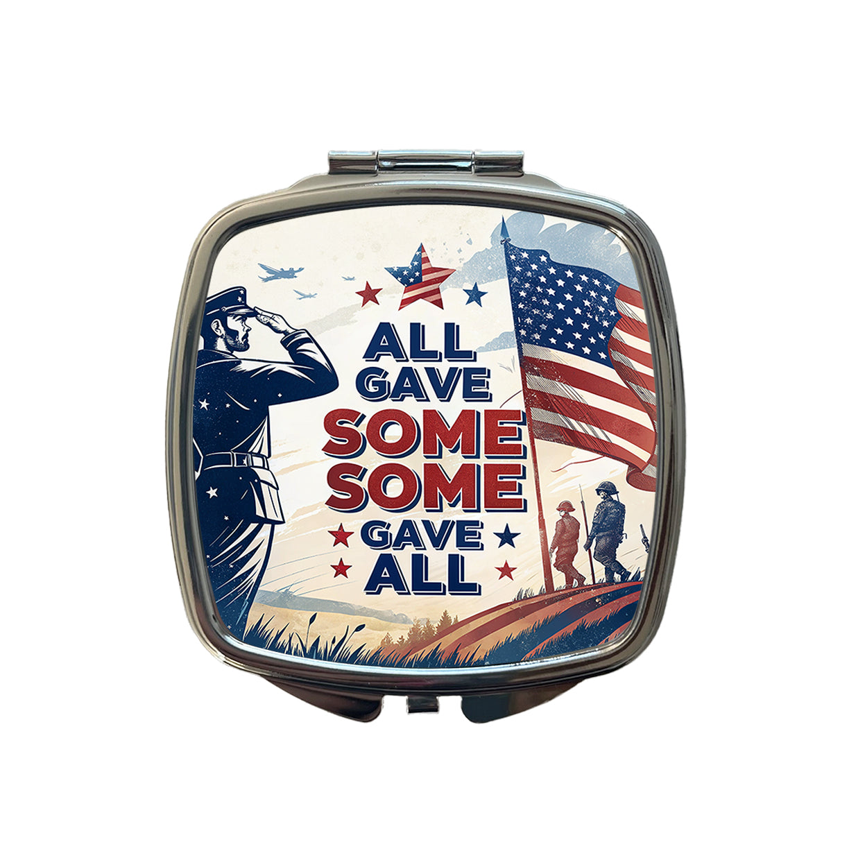 All Gave Some Some Gave All Patriotic Military Small Travel Purse Handbag Pocket Makeup Compact Mirror