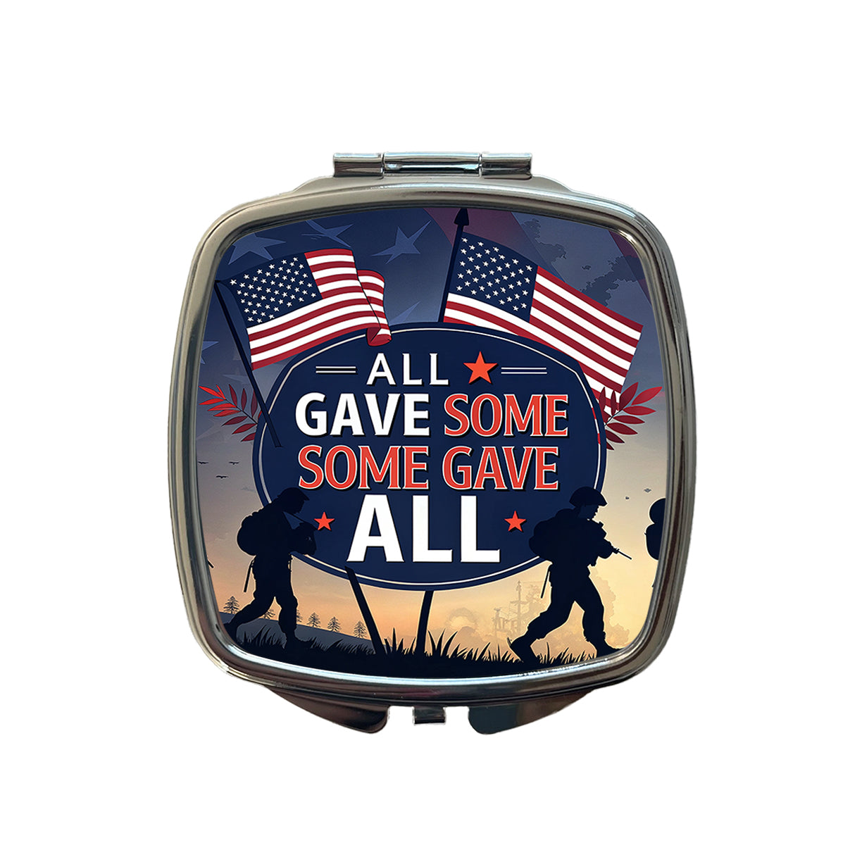 All Gave Some Some Gave All Soldiers Marching Patriotic Small Travel Purse Handbag Pocket Makeup Compact Mirror