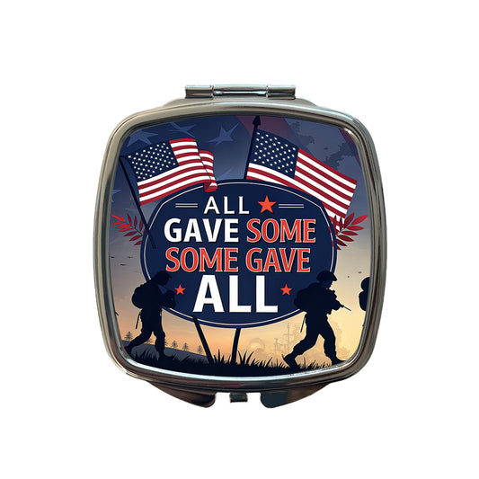 All Gave Some Some Gave All Soldiers Marching Patriotic Small Travel Purse Handbag Pocket Makeup Compact Mirror
