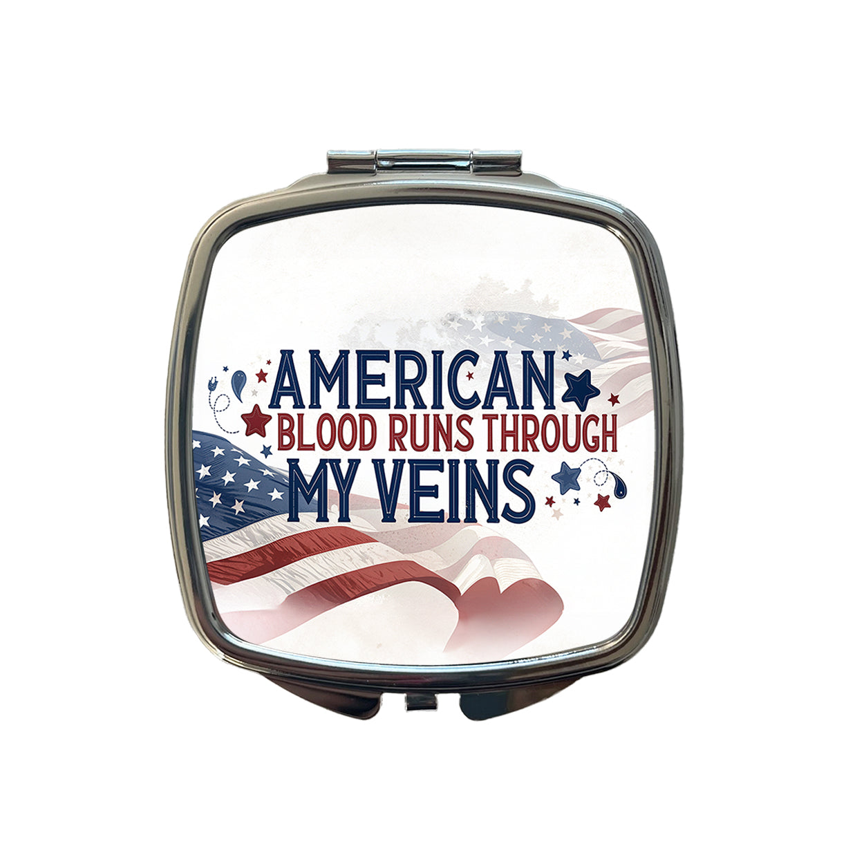 American Blood Runs Through My Veins Small Travel Purse Handbag Pocket Makeup Compact Mirror