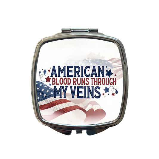 American Blood Runs Through My Veins Small Travel Purse Handbag Pocket Makeup Compact Mirror