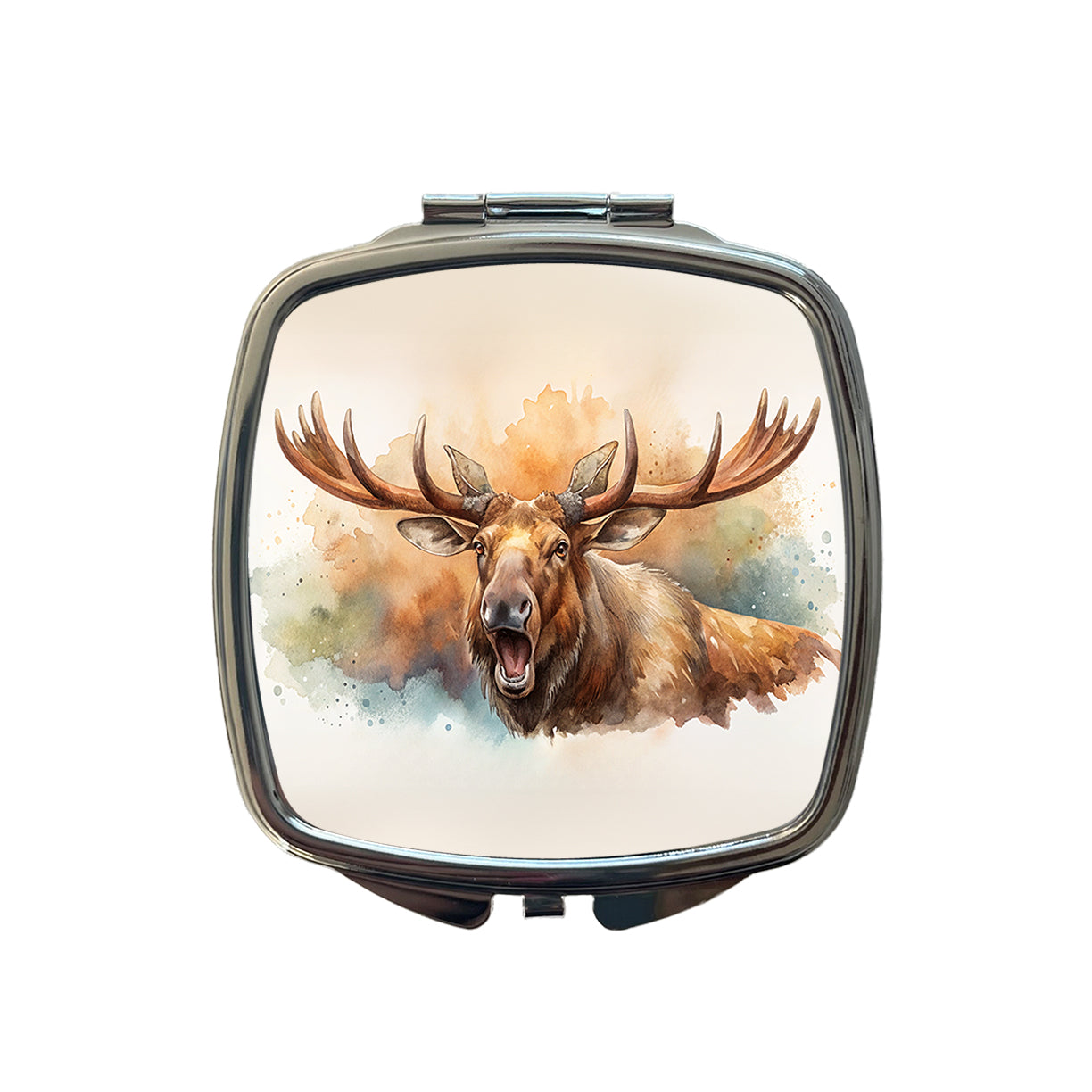 Angry Moose Watercolor Small Travel Purse Handbag Pocket Makeup Compact Mirror