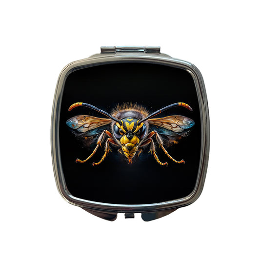 Angry Wasp Watercolor Small Travel Purse Handbag Pocket Makeup Compact Mirror