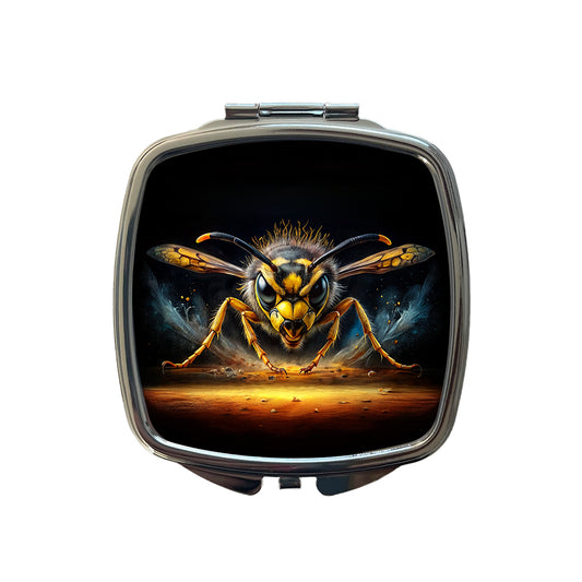 Angry Yellowjacket Watercolor Small Travel Purse Handbag Pocket Makeup Compact Mirror