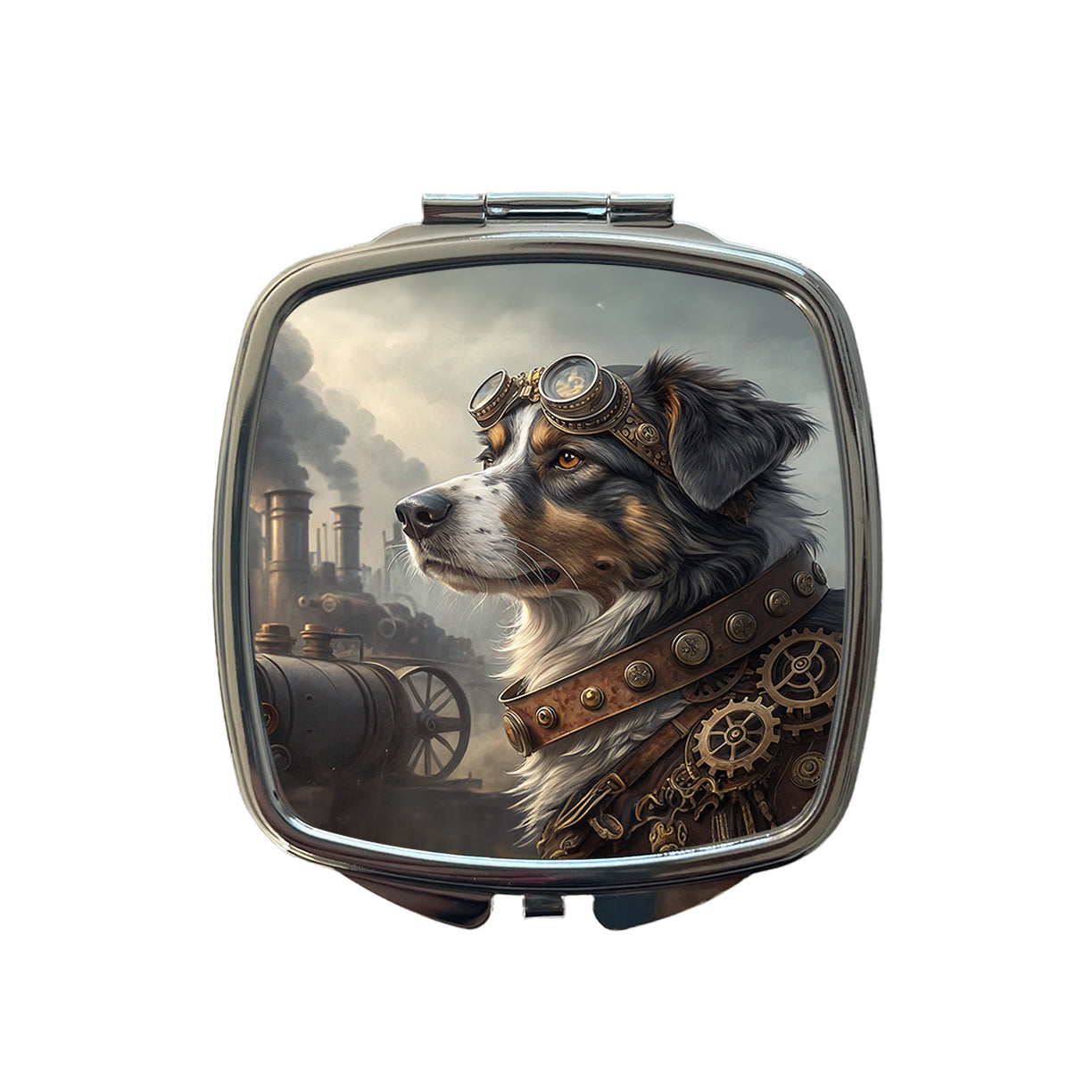 Australian Shepherd Dog Steampunk Small Travel Purse Handbag Pocket Makeup Compact Mirror