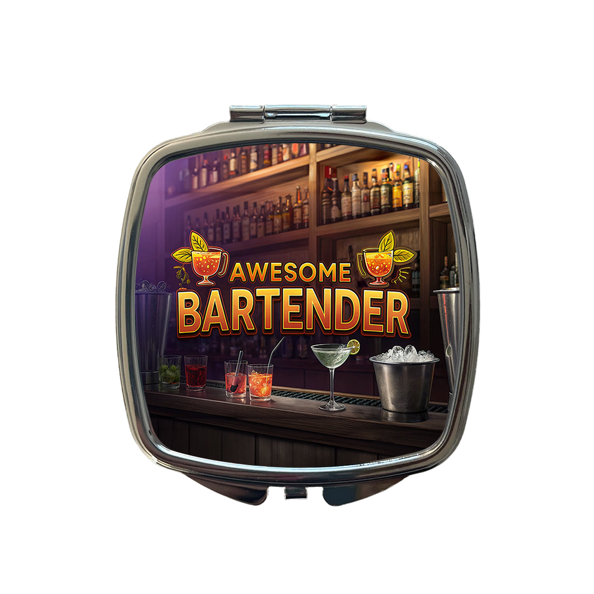 Awesome Bartender Inspirational Small Travel Purse Handbag Pocket Makeup Compact Mirror