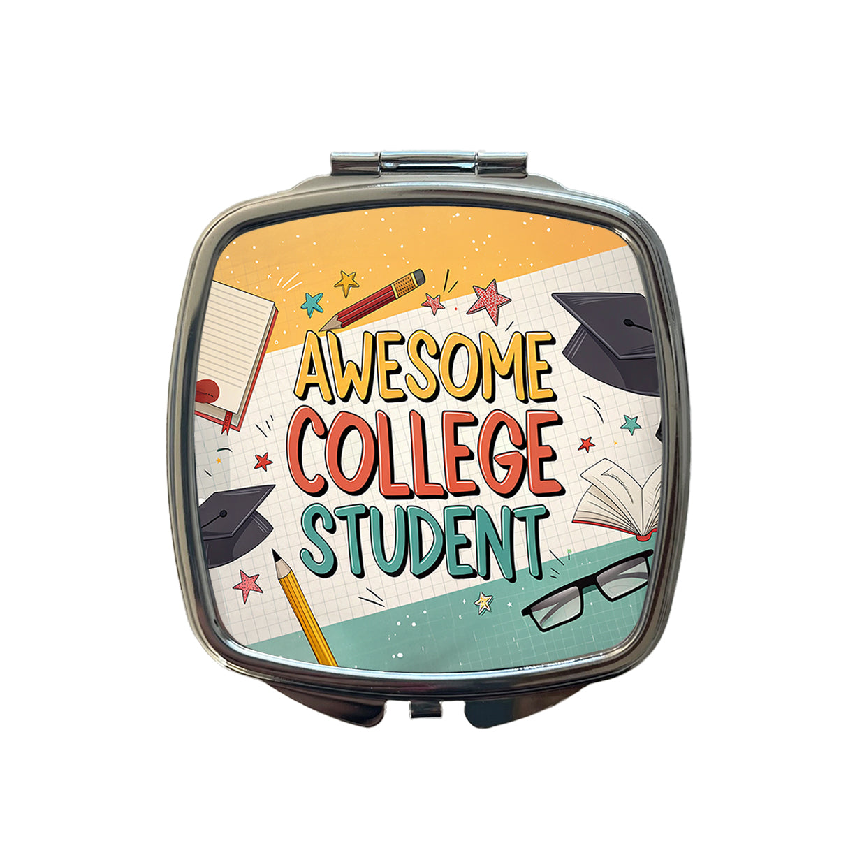 Awesome College Student Graduation Inspirational Small Travel Purse Handbag Pocket Makeup Compact Mirror
