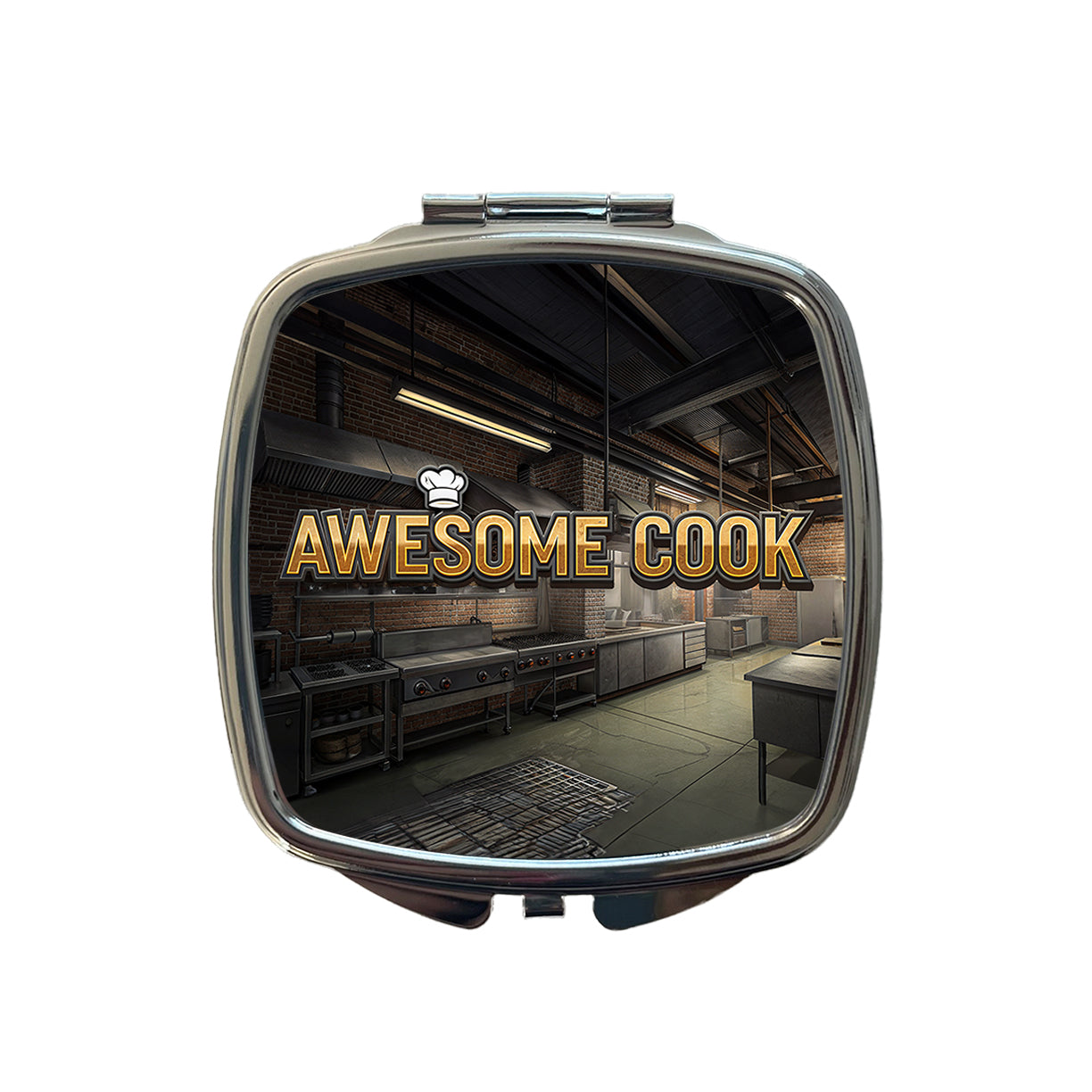 Awesome Cook Inspirational Industrial Kitchen Small Travel Purse Handbag Pocket Makeup Compact Mirror