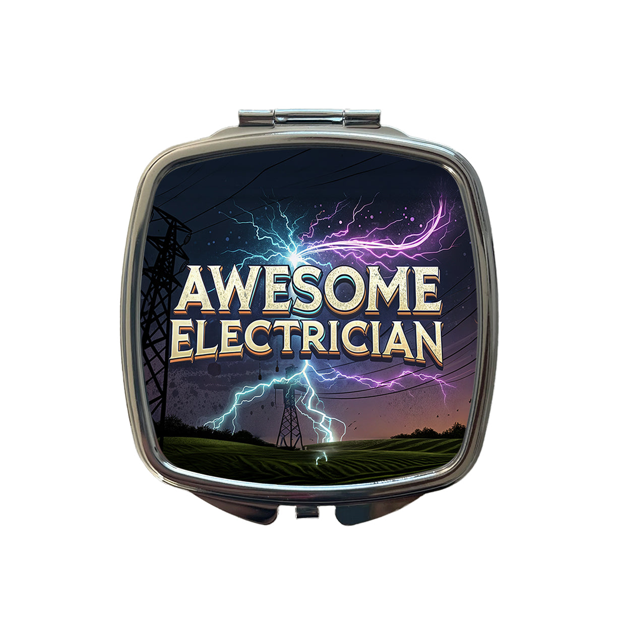 Awesome Electrician Inspirational Small Travel Purse Handbag Pocket Makeup Compact Mirror