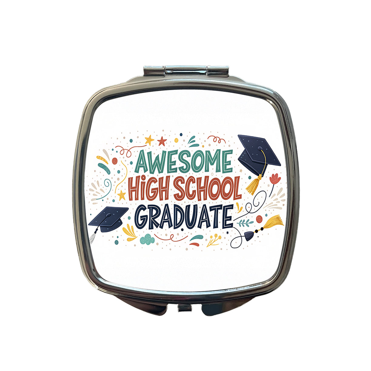 Awesome High School Graduate Graduation Inspirational Small Travel Purse Handbag Pocket Makeup Compact Mirror