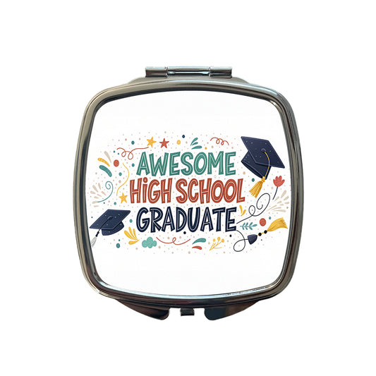 Awesome High School Graduate Graduation Inspirational Small Travel Purse Handbag Pocket Makeup Compact Mirror