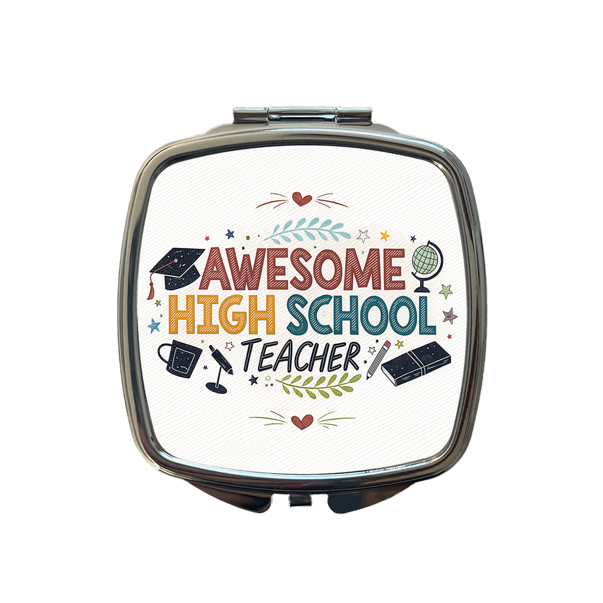 Awesome High School Teacher Inspirational Small Travel Purse Handbag Pocket Makeup Compact Mirror