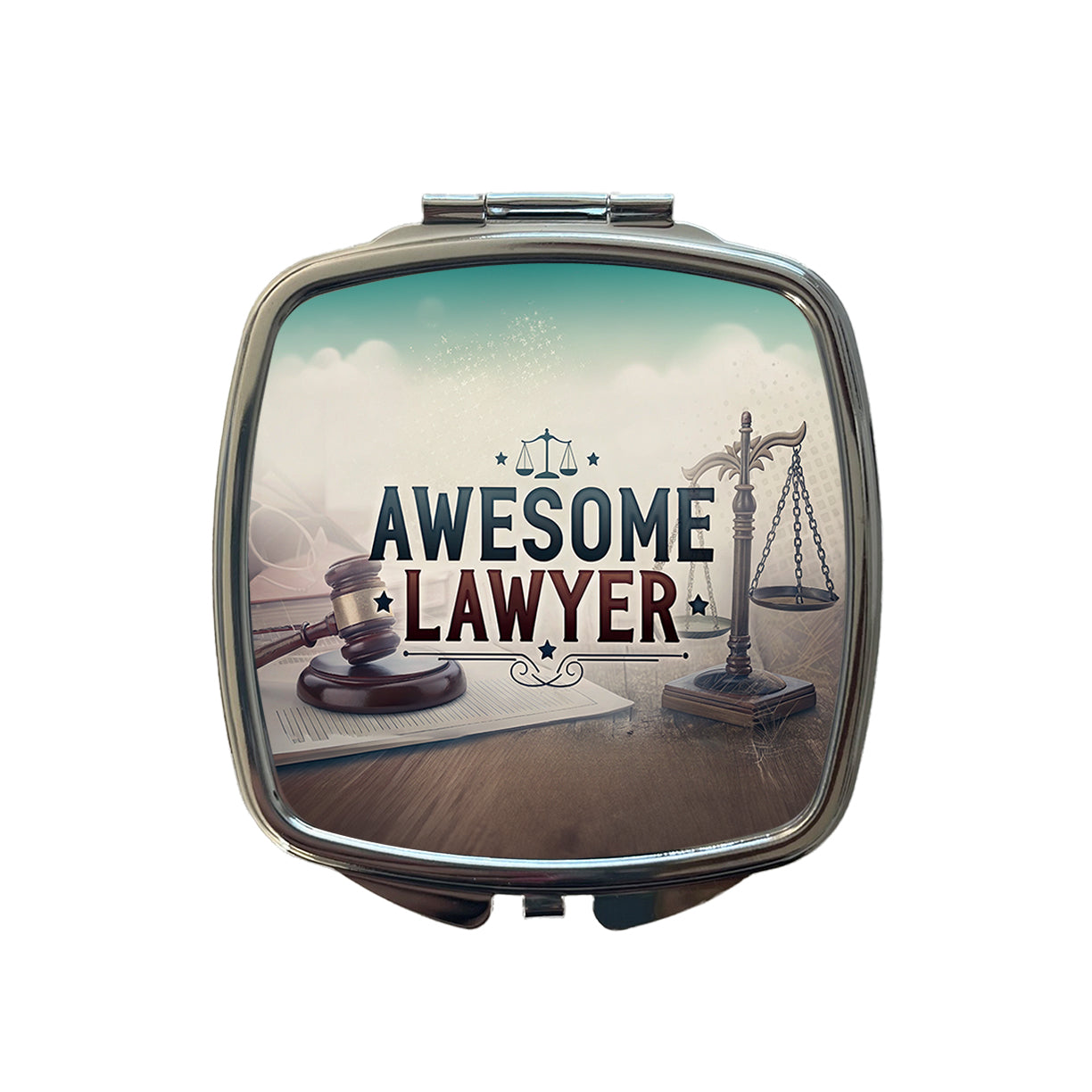 Awesome Lawyer Inspirational Scales of Justice Small Travel Purse Handbag Pocket Makeup Compact Mirror
