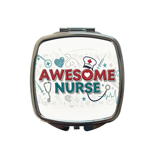 Awesome Nurse Inspirational Small Travel Purse Handbag Pocket Makeup Compact Mirror