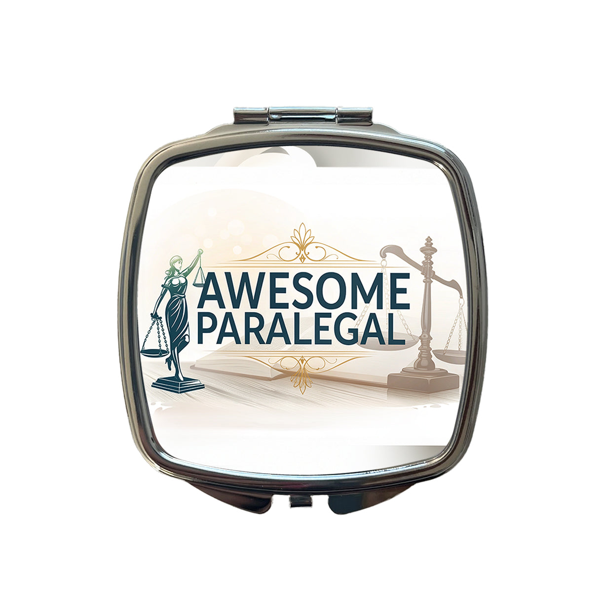 Awesome Paralegal Scales of Justice Inspirational Small Travel Purse Handbag Pocket Makeup Compact Mirror