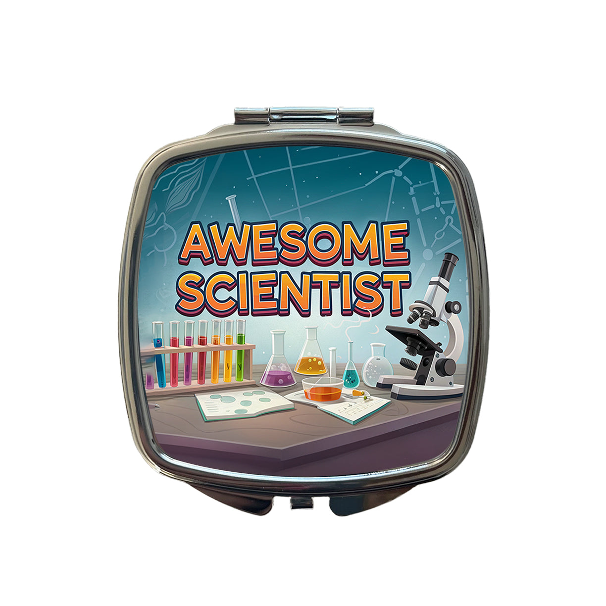 Awesome Scientist Inspirational Lab Microscope Small Travel Purse Handbag Pocket Makeup Compact Mirror