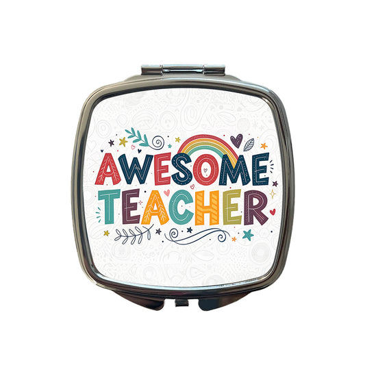 Awesome Teacher Inspirational Small Travel Purse Handbag Pocket Makeup Compact Mirror