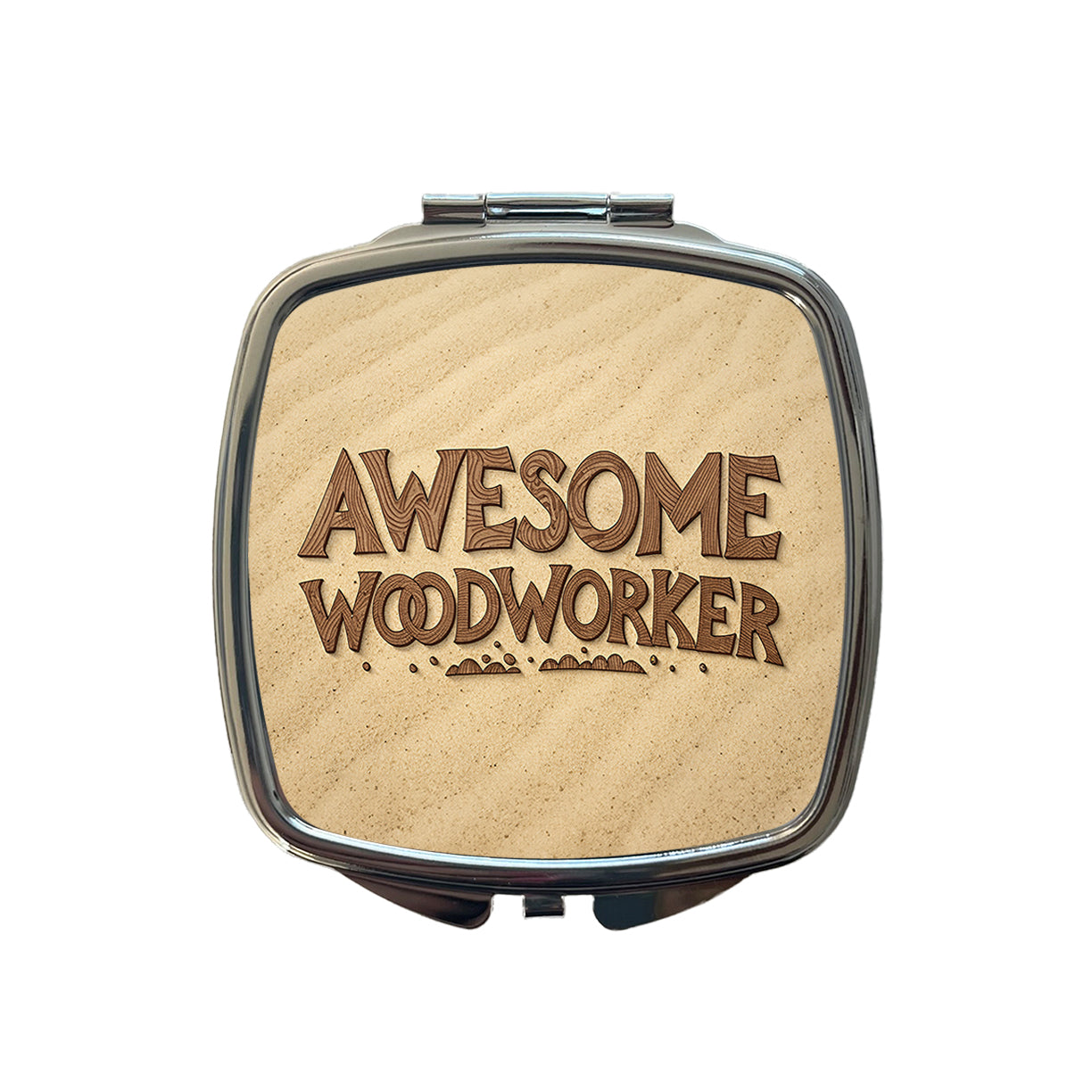 Awesome Woodworker Inspirational Carpenter Small Travel Purse Handbag Pocket Makeup Compact Mirror