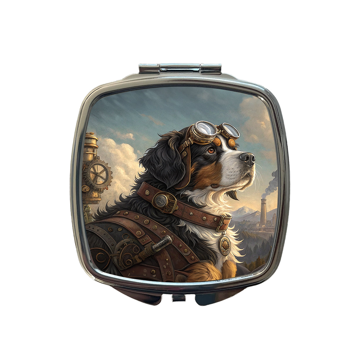 Bernese Mountain Dog Steampunk Small Travel Purse Handbag Pocket Makeup Compact Mirror