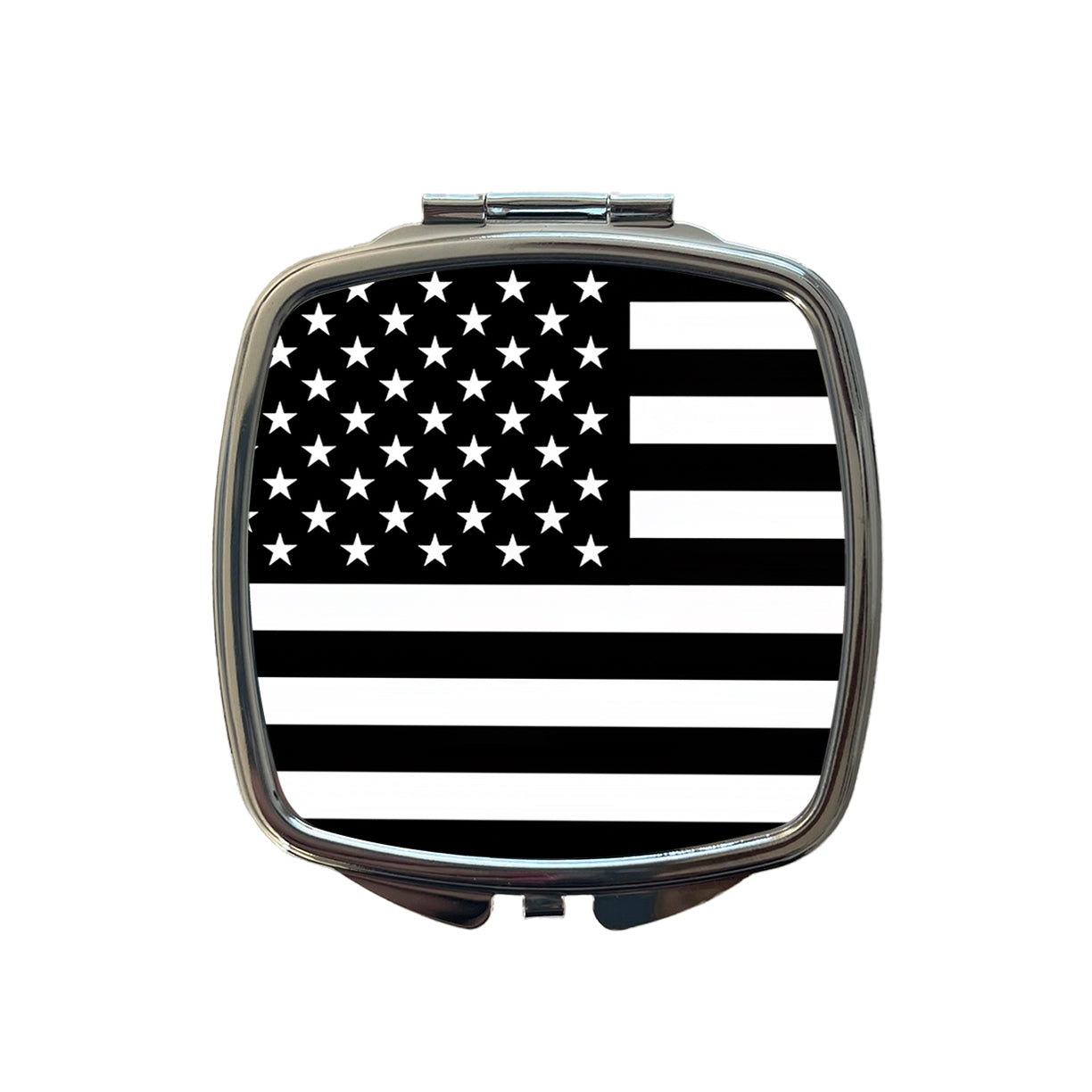 Black and White United States US American Flag Small Travel Purse Handbag Pocket Makeup Compact Mirror