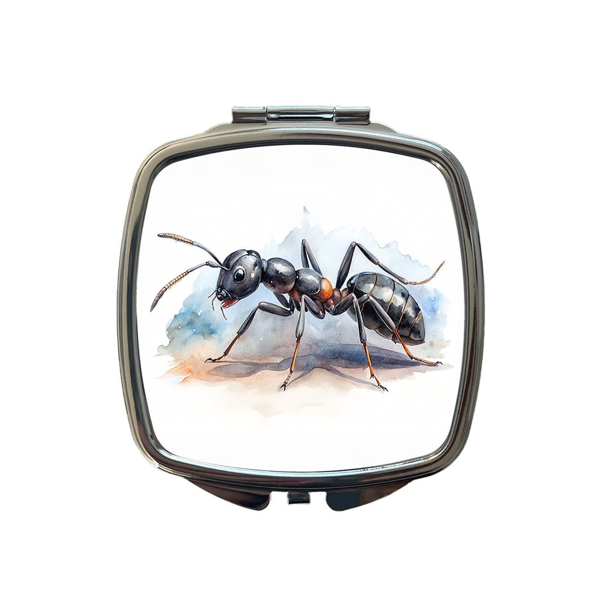 Black Carpenter Ant Watercolor Small Travel Purse Handbag Pocket Makeup Compact Mirror