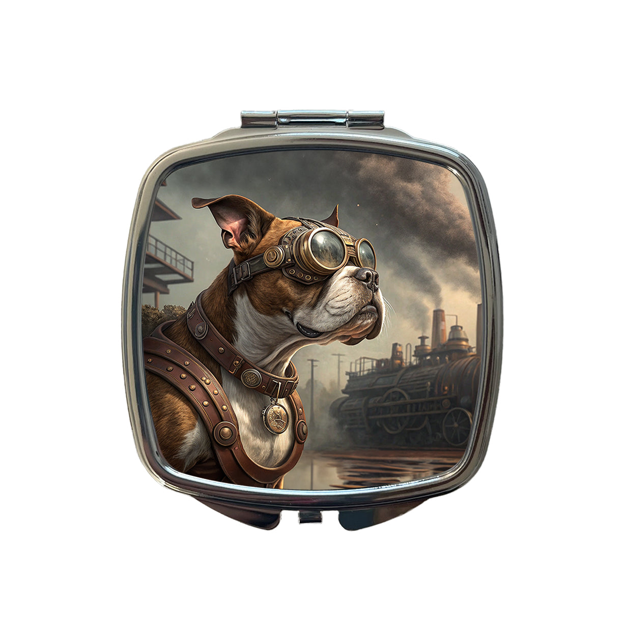 Boxer Dog Steampunk Small Travel Purse Handbag Pocket Makeup Compact Mirror