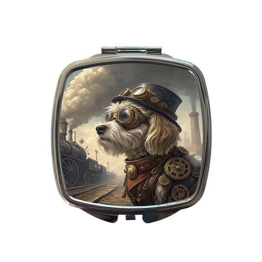 Cavachon Dog Steampunk Small Travel Purse Handbag Pocket Makeup Compact Mirror