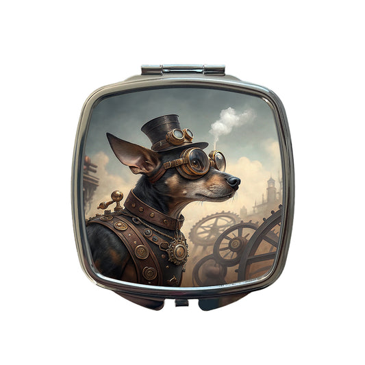 Chiweenie Dog Steampunk Small Travel Purse Handbag Pocket Makeup Compact Mirror