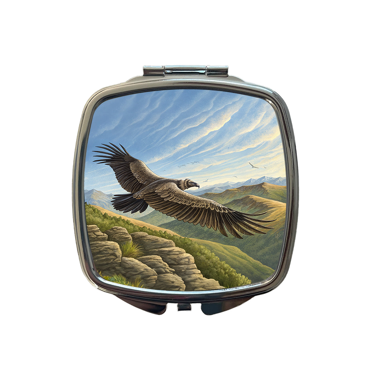 Condor in Flight Illustration Small Travel Purse Handbag Pocket Makeup Compact Mirror