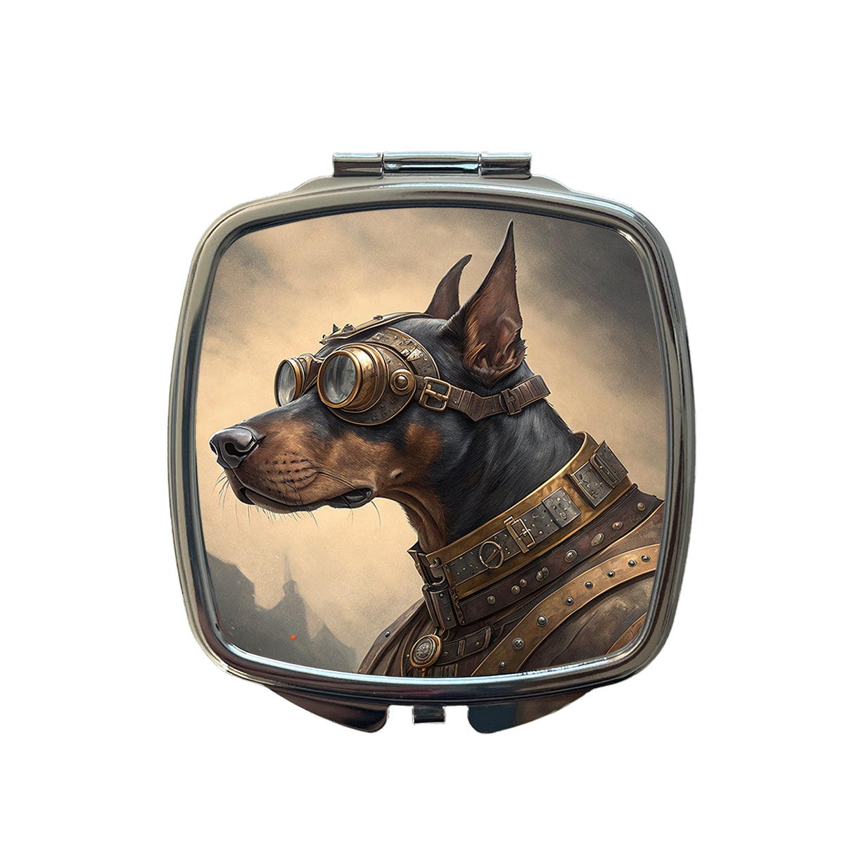 Doberman Pinscher Dog Steampunk Small Travel Purse Handbag Pocket Makeup Compact Mirror
