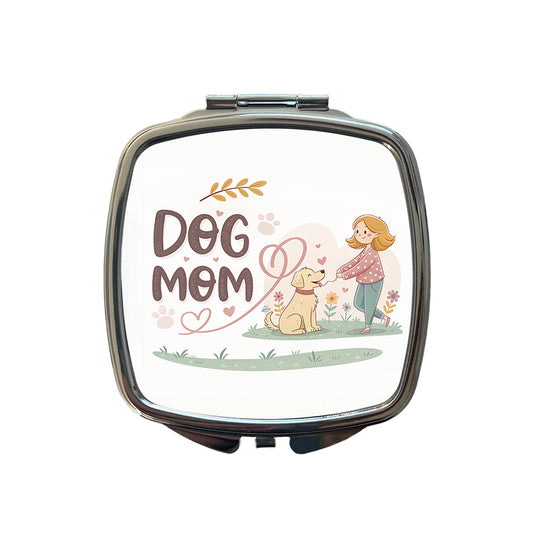 Dog Mom Cartoon Small Travel Purse Handbag Pocket Makeup Compact Mirror