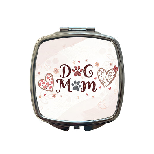 Dog Mom Cute Hearts Small Travel Purse Handbag Pocket Makeup Compact Mirror