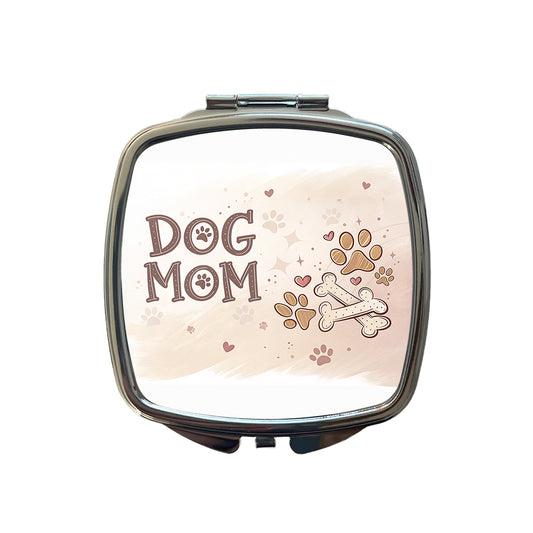 Dog Mom Paw Prints Treats Small Travel Purse Handbag Pocket Makeup Compact Mirror