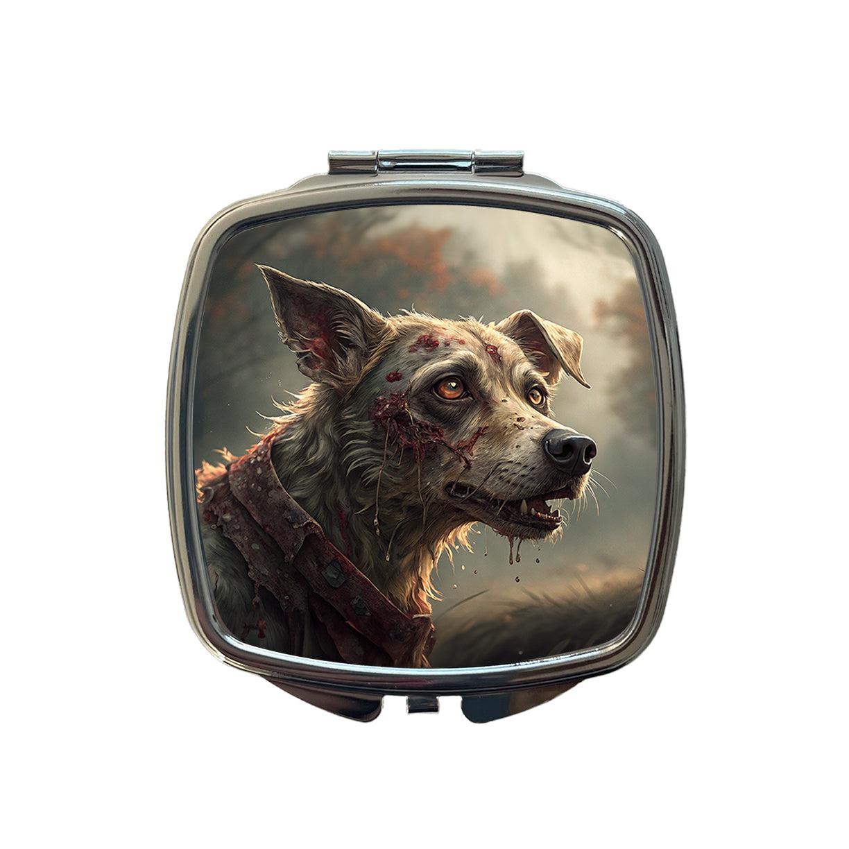 Dog Zombie Creepy Scary Halloween Small Travel Purse Handbag Pocket Makeup Compact Mirror