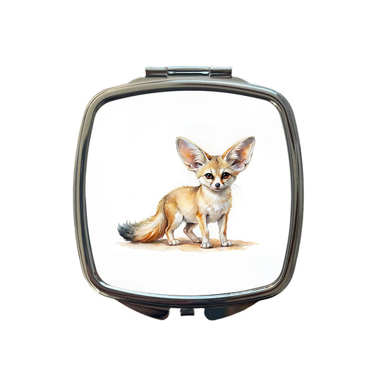 Fennec Fox Watercolor Small Travel Purse Handbag Pocket Makeup Compact Mirror