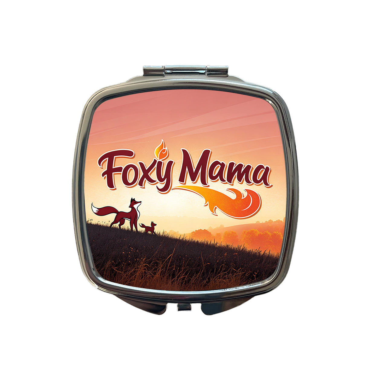 Foxy Mama Hot Fox Fire Funny Small Travel Purse Handbag Pocket Makeup Compact Mirror