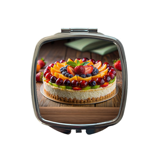 Fruitcake Fruit Cake Dessert Photo Small Travel Purse Handbag Pocket Makeup Compact Mirror