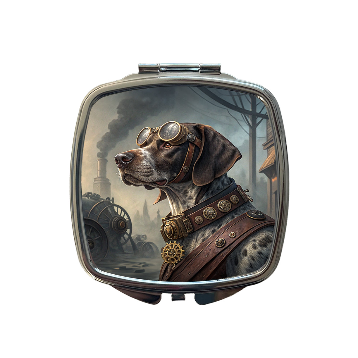 German Shorthaired Pointer Dog Steampunk Small Travel Purse Handbag Pocket Makeup Compact Mirror